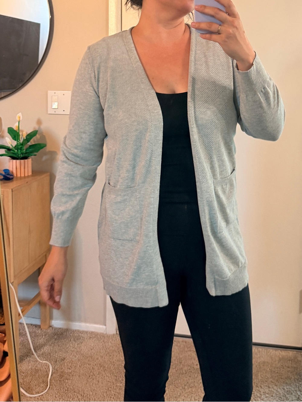 Light Gray Open-Front Women's Cardigan Sweater